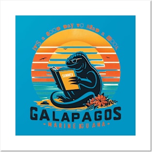 It's a good day to read a book. Marine iguana of galapagos  islands Posters and Art